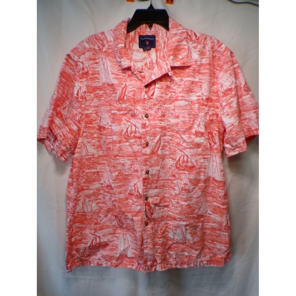Saddlebred Men's XL Cotton Nautical Sailboat Print Casual Button Shirt